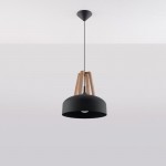 Sollux Pendant lamp CASCO black/natural wood