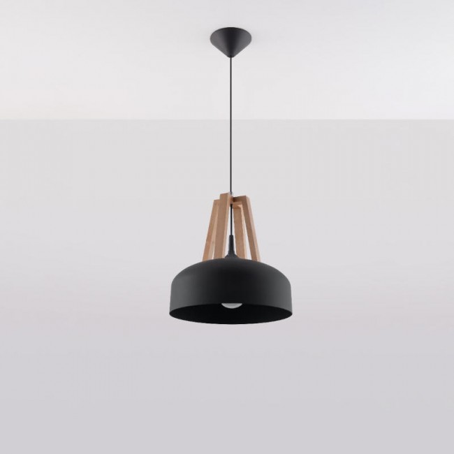 Sollux Pendant lamp CASCO black/natural wood