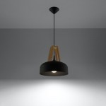 Sollux Pendant lamp CASCO black/natural wood