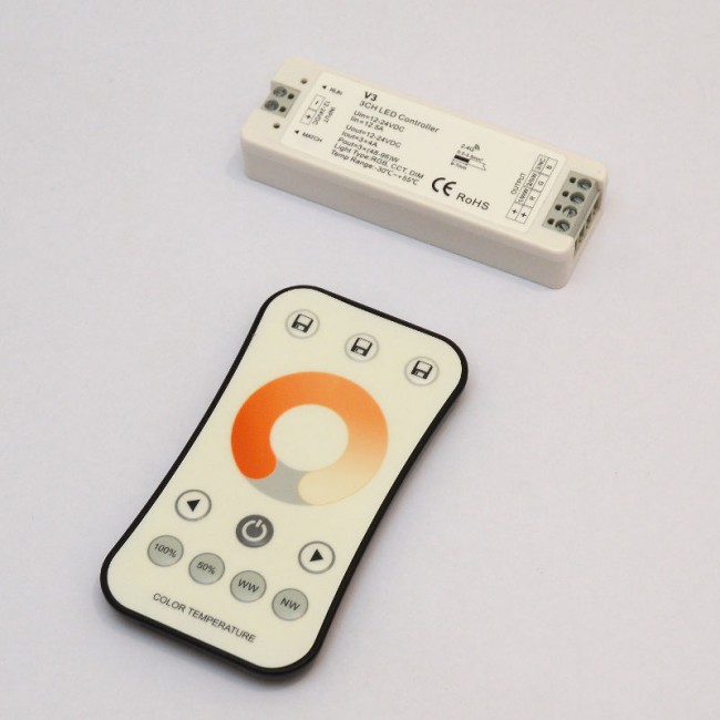 TEUCER 1 zone RF controller and receiver for tunable white LED strip