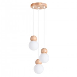 Pendant Light PEKKA 3P white/natural wood